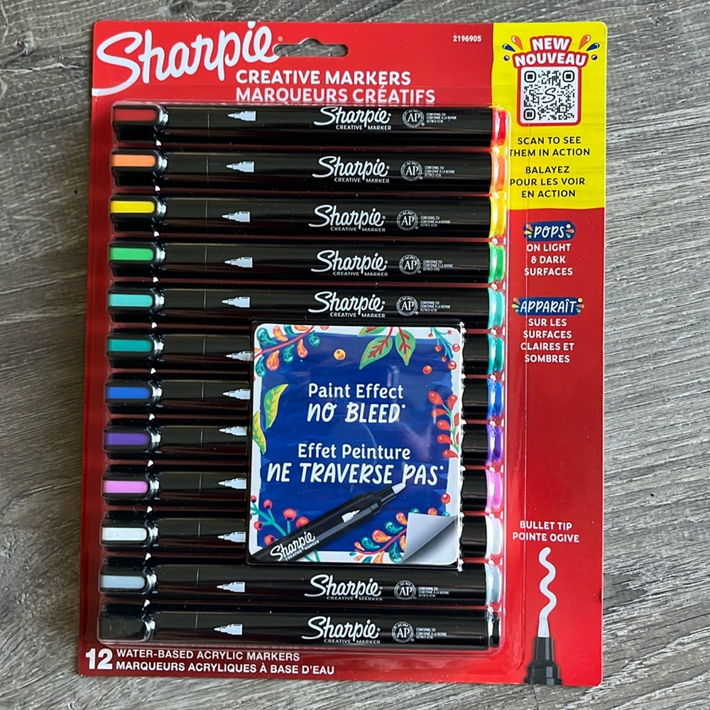 Sharpie Acrylic Creative Markers, Bullet Tip, Vibrant Assorted Colors